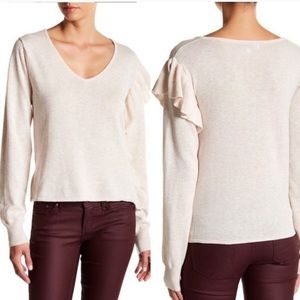 NWT John + Jess cream asymmetrical ruffle sweater